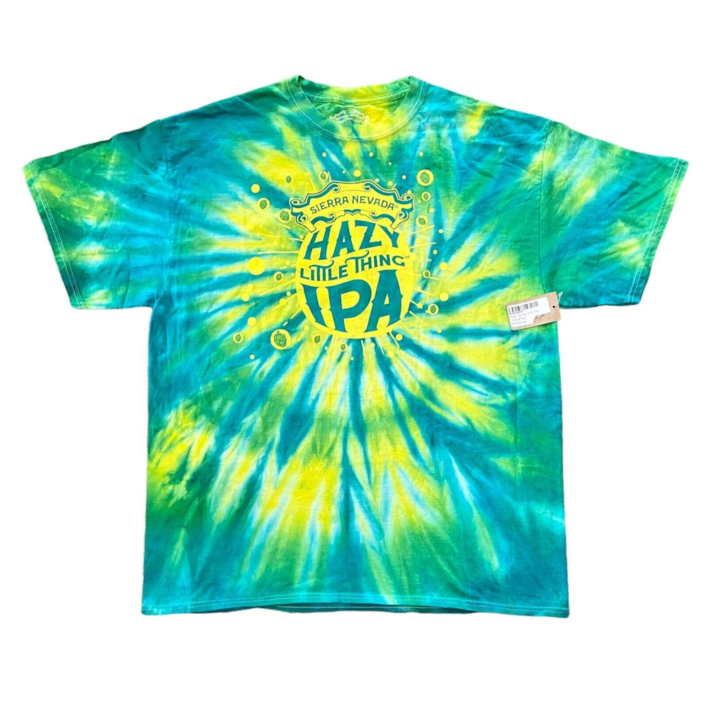 Sierra Nevada Hazy Little Thing IPA Beer Yellow Teal Tie Dye Shirt Men's X-Large
